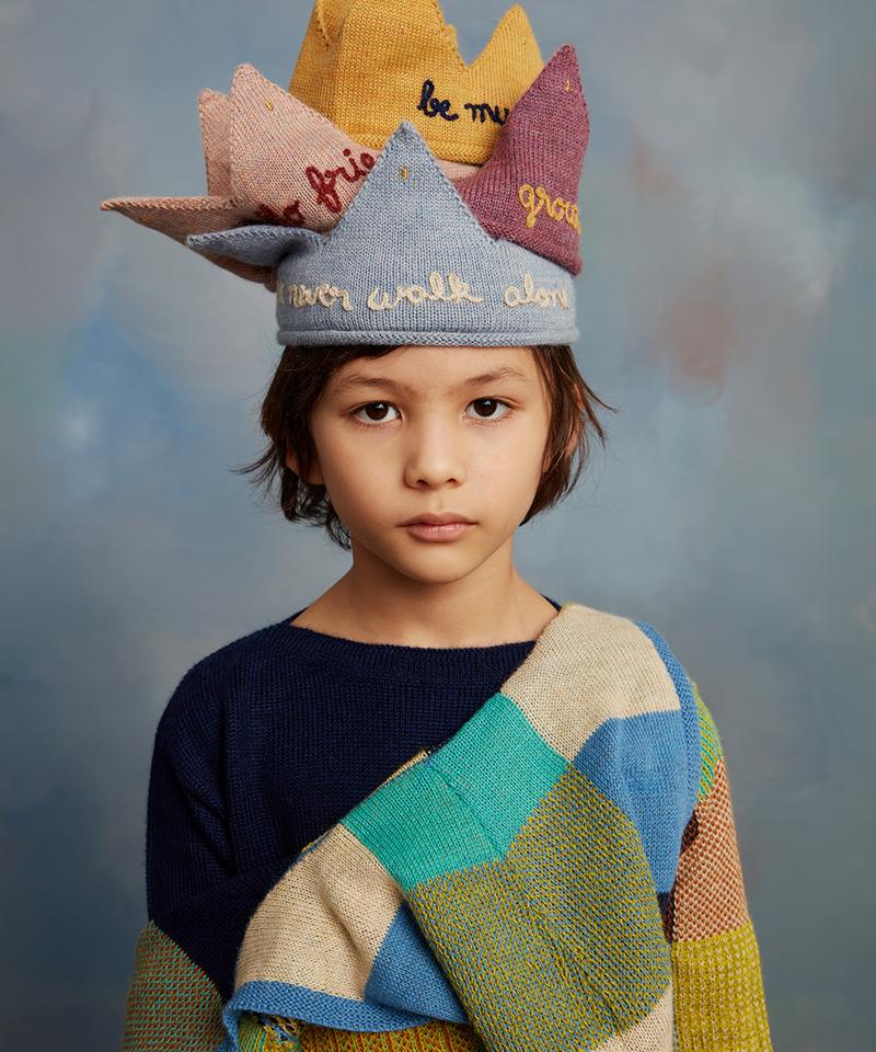 Embroidered Crown, dusty blue
