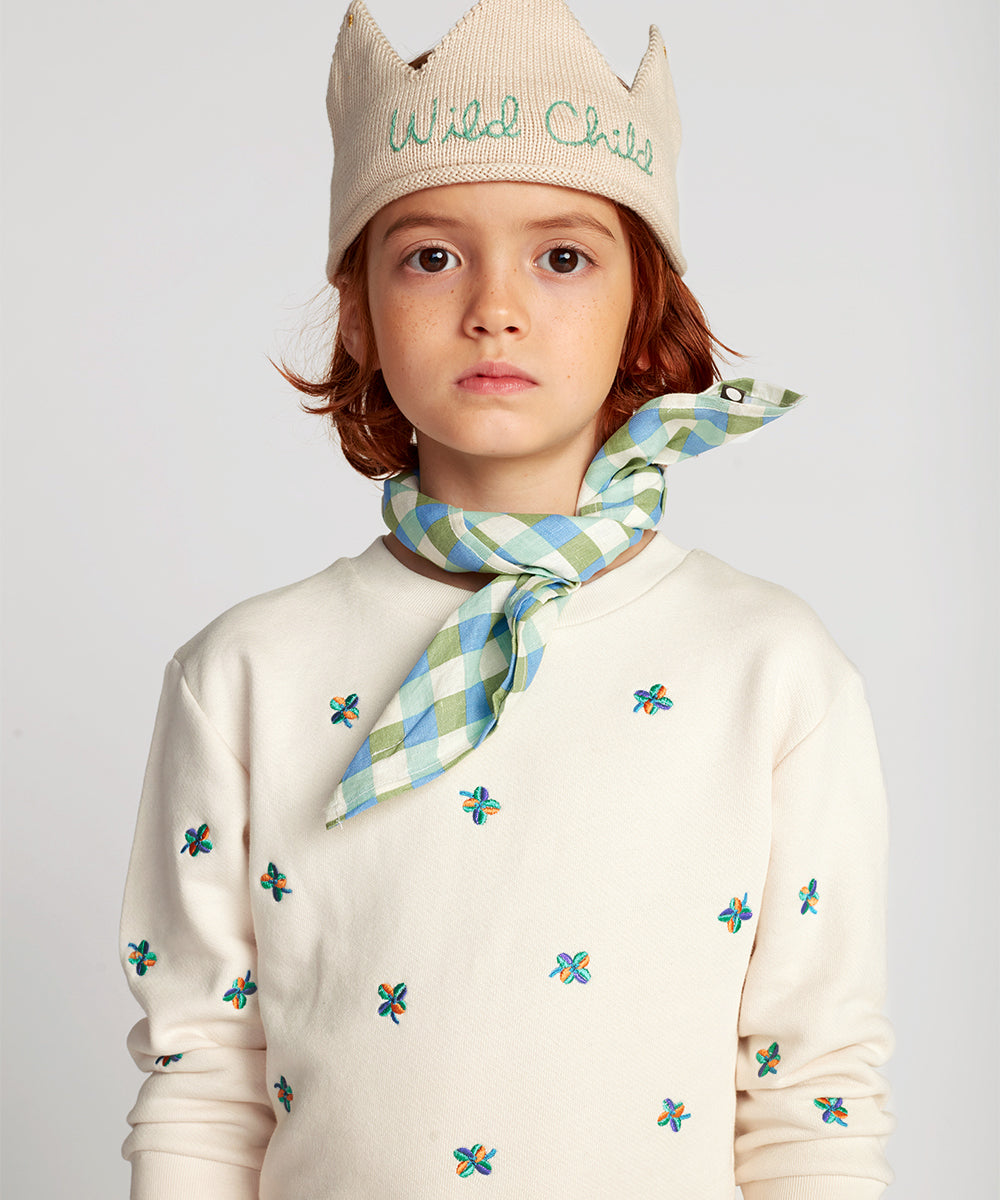 Embroidered Crown-Eggshell/Fern