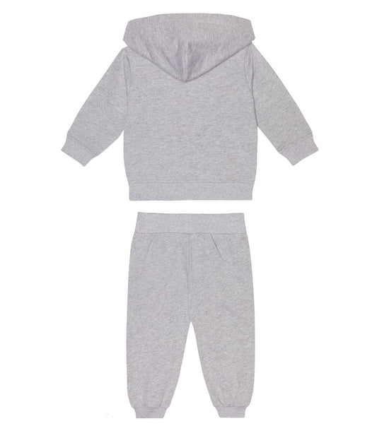 ZIP-UP TRACKSUIT WITH BEAR GRAPHIC - GREY MEL