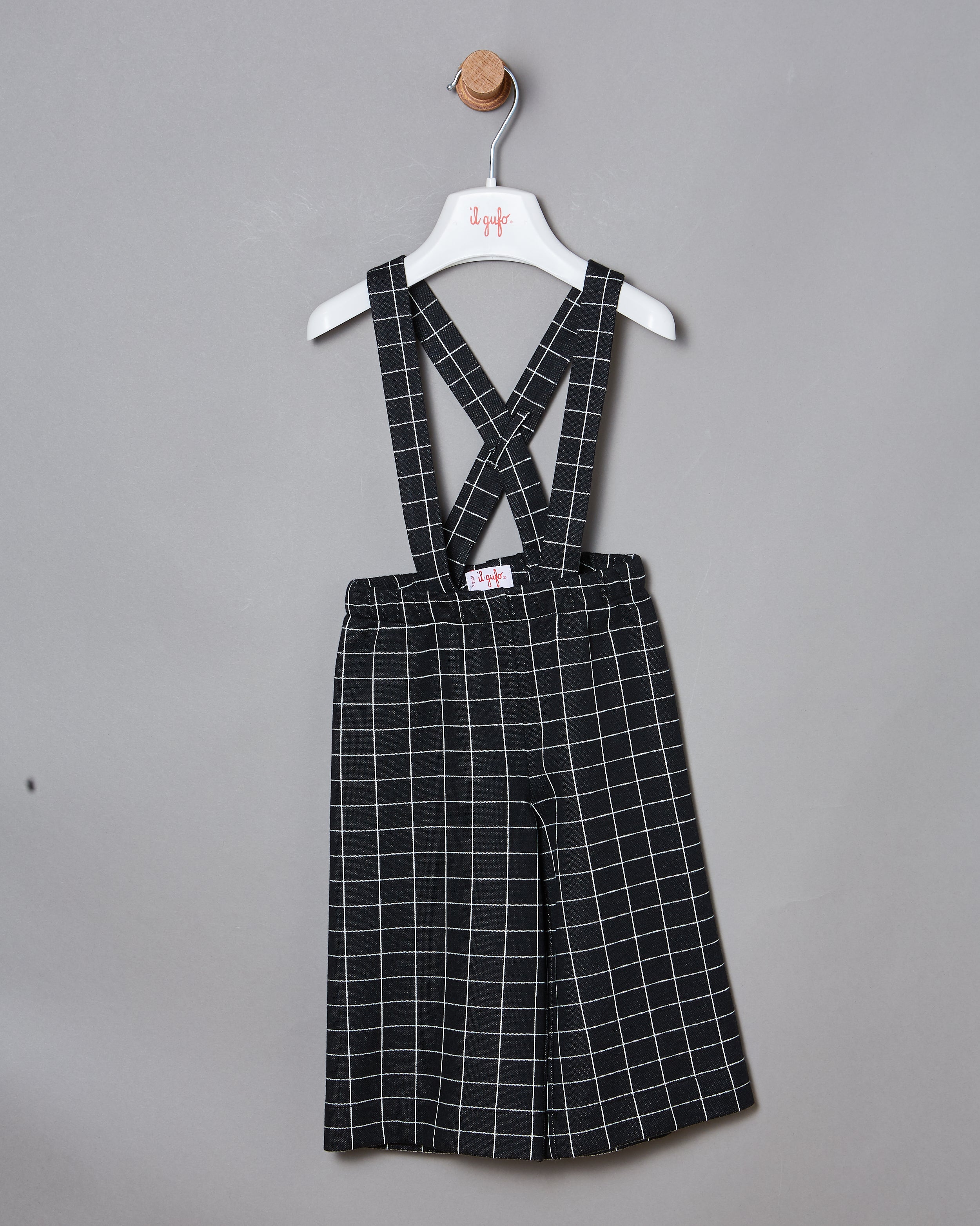 KID GIRL CHECK CULOTTES WITH SUSPENDERS, BLACK - C??marose Canada