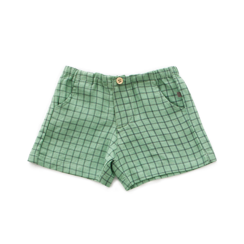 Woven Shorts, Green Chx - Cemarose Children's Fashion Boutique