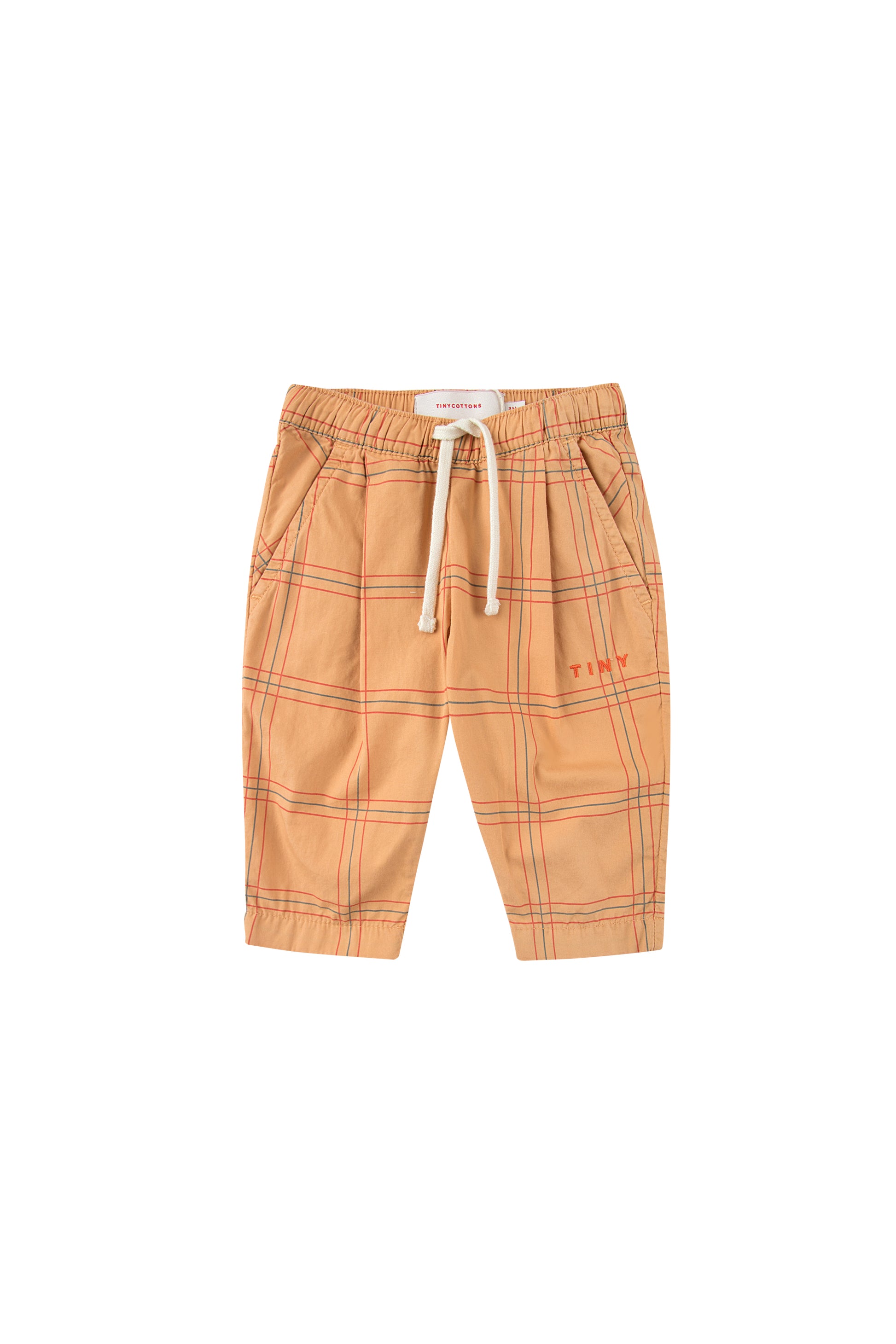 CHECK BABY PLEATED PANT toffee/red - C??marose Canada