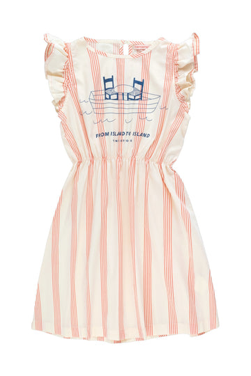 SEA TABLE LINES DRESS *pastel yellow/summer red*
