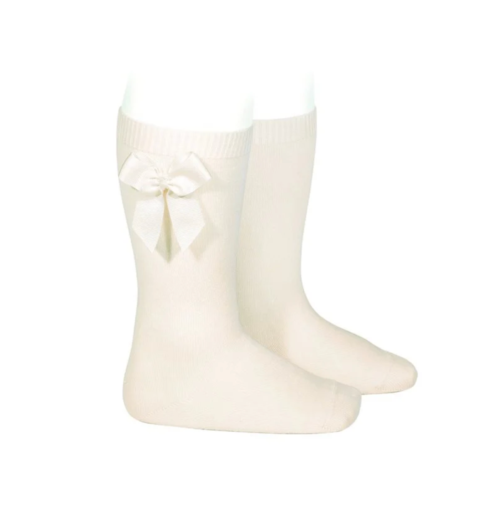 BOW KNEE HIGH SOCKS, CREAM - Cemarose Children's Fashion Boutique