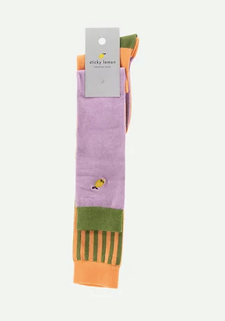 knee high socks | deluxe | gustave lilac + concierge orange - Cemarose Children's Fashion Boutique