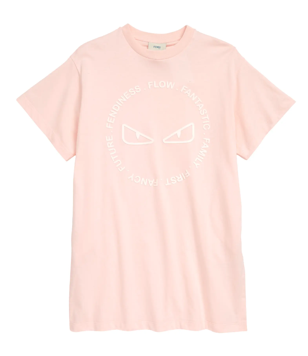 GIRL SS MAXI TEE WITH POCKETS AND MONSTER
EYES PRNT, PINK