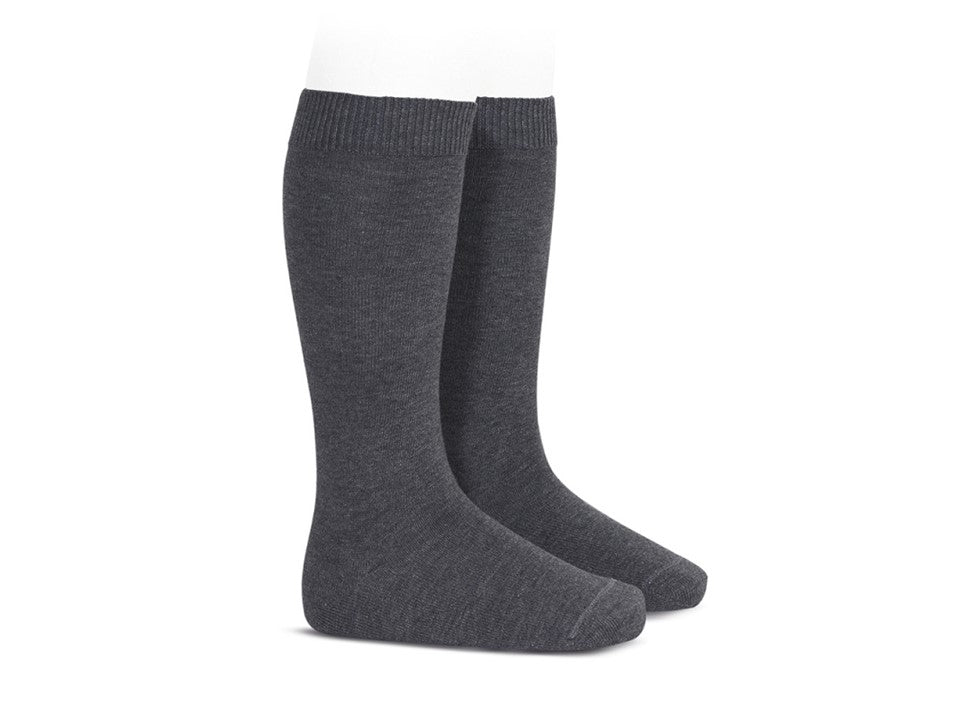 BASIC PLAIN RIB KNEE HIGH SOCKS, Anthracite - Cemarose Children's Fashion Boutique