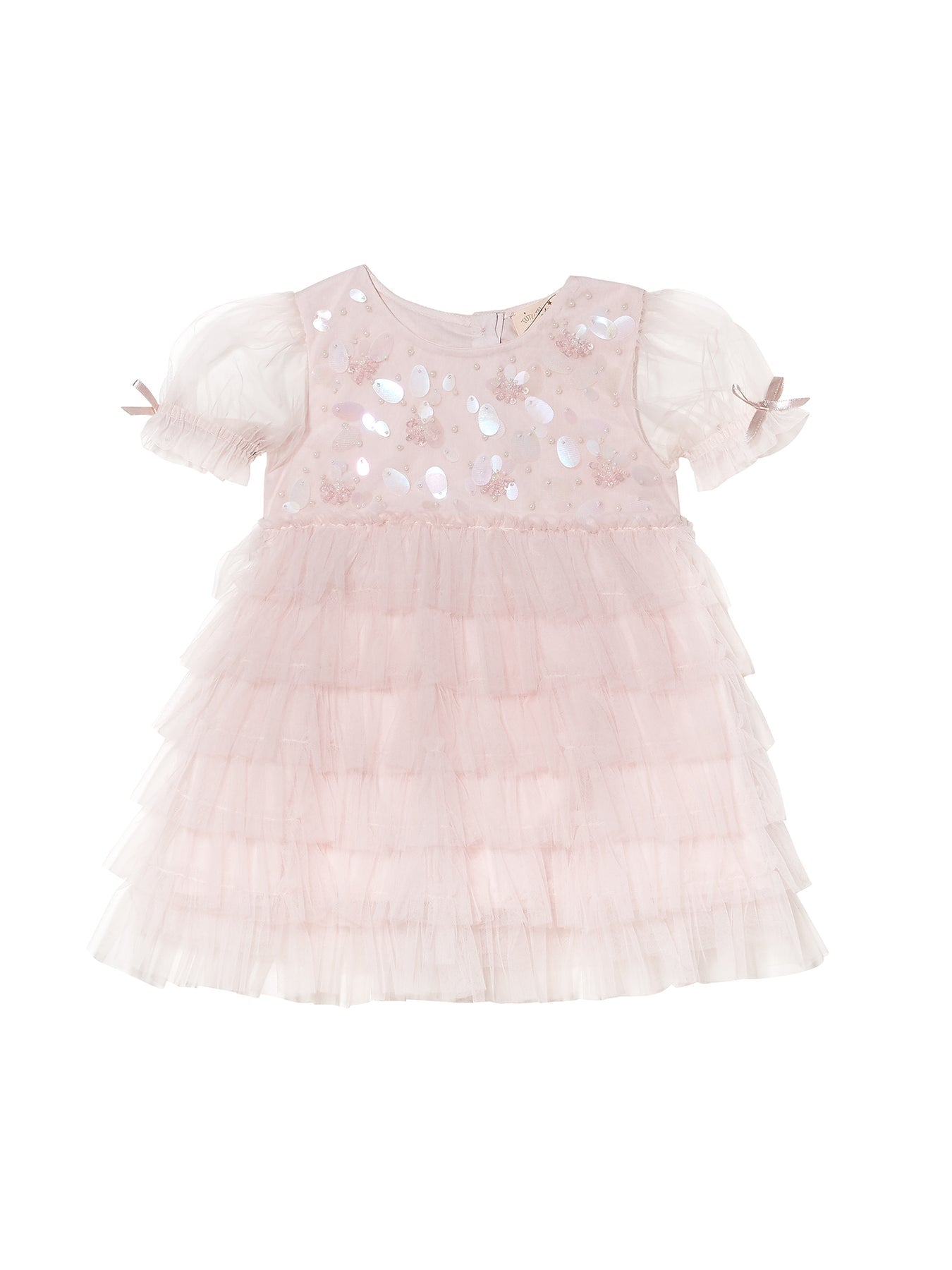 BEBE LUCKY CHARM TULLE DRESS, PORCELAIN PINK