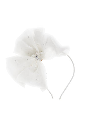 CRYSTAL BOW HEADBAND, MILK