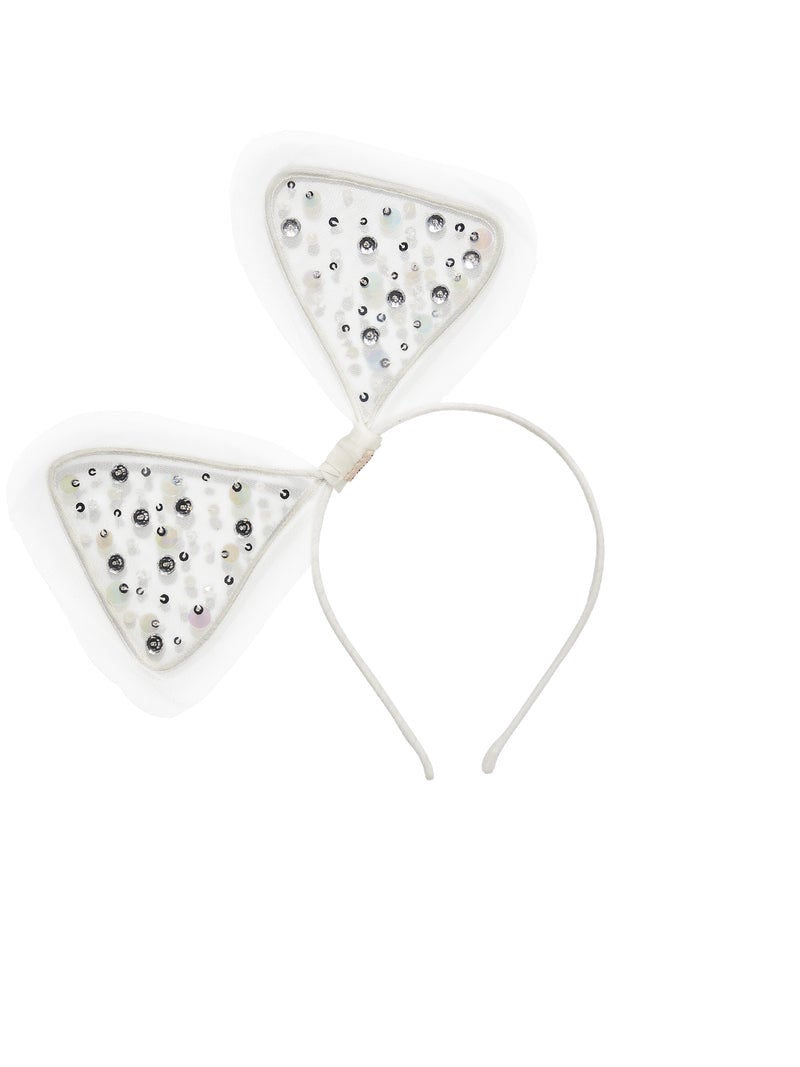 AGATE BOW HEADBAND, MILK