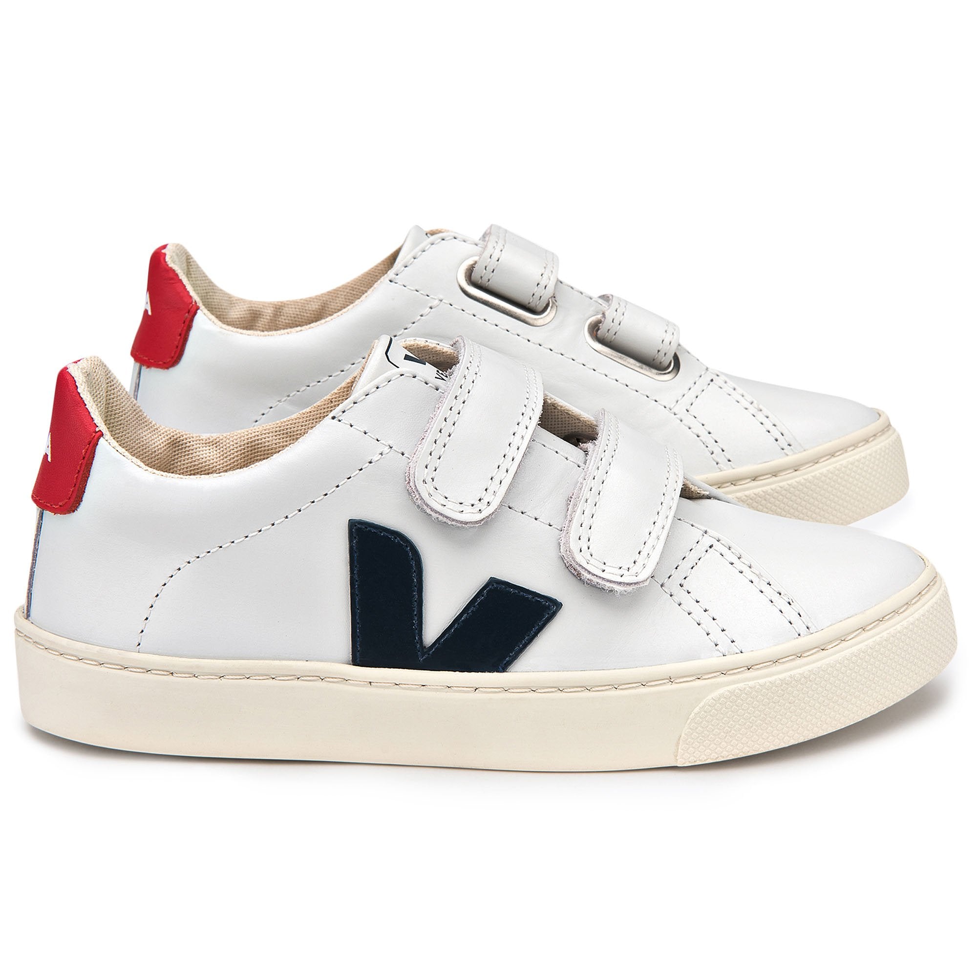 JUNIOR ESPLAR VELCRO LEATHER EXTRA-WHITE NAUTICO PEKIN - Cemarose Children's Fashion Boutique