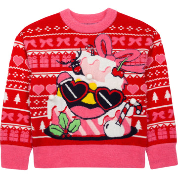 CHRISTMAS PRINT SWEATER, RED