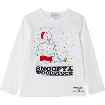 LS SNOOPY T-SHIRT, OFF WHITE