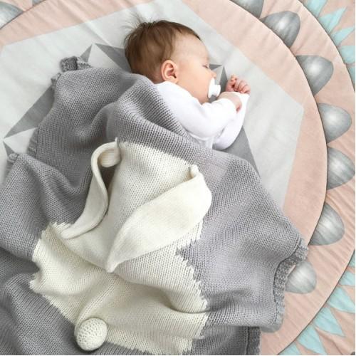 BUNNY blanket, gray, MERINO WOOL - Cemarose Children's Fashion Boutique