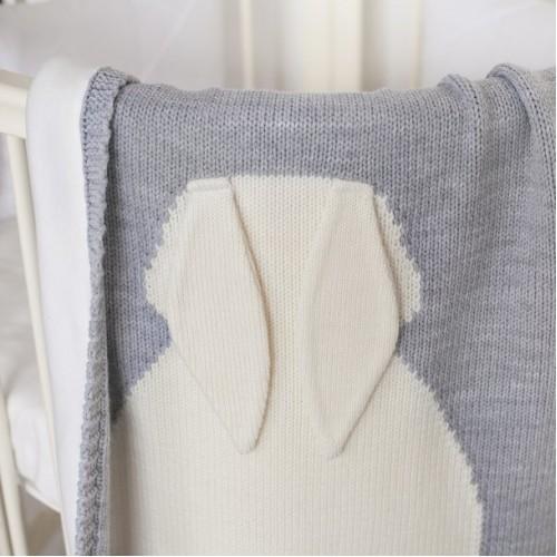 BUNNY blanket, gray, MERINO WOOL - Cemarose Children's Fashion Boutique