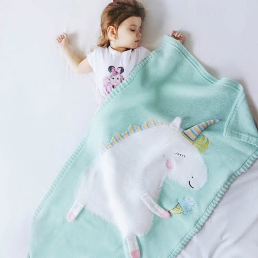 UNICORN blanket, mint -Cotton - Cemarose Children's Fashion Boutique