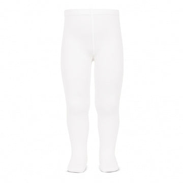 Plain stitch basic tights - White