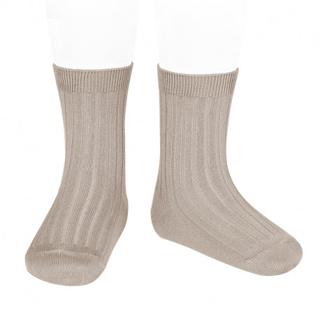 Basic rib short socks - Stone