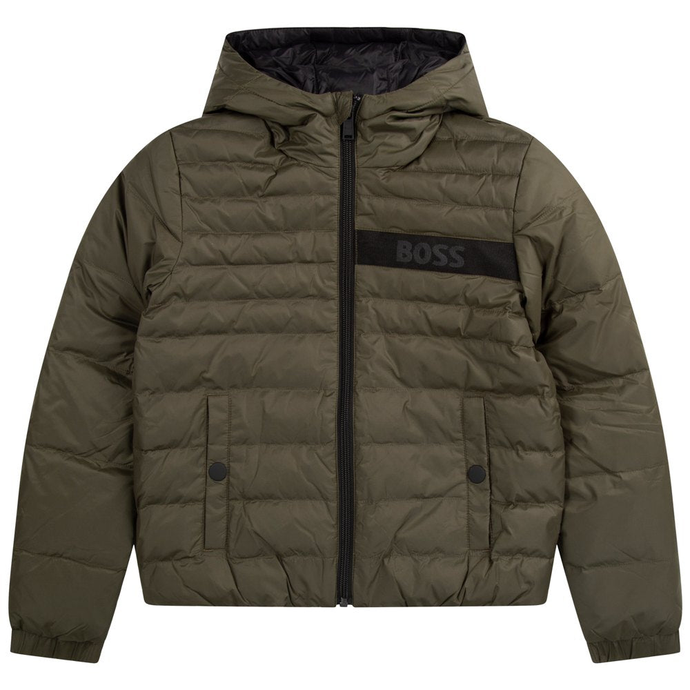 REVERSIBLE DOWN PUFFER JACKET - FOREST GREE