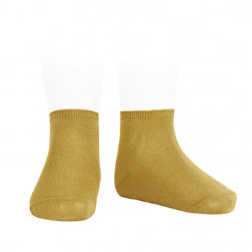 Elastic cotton ankle socks - Mustard