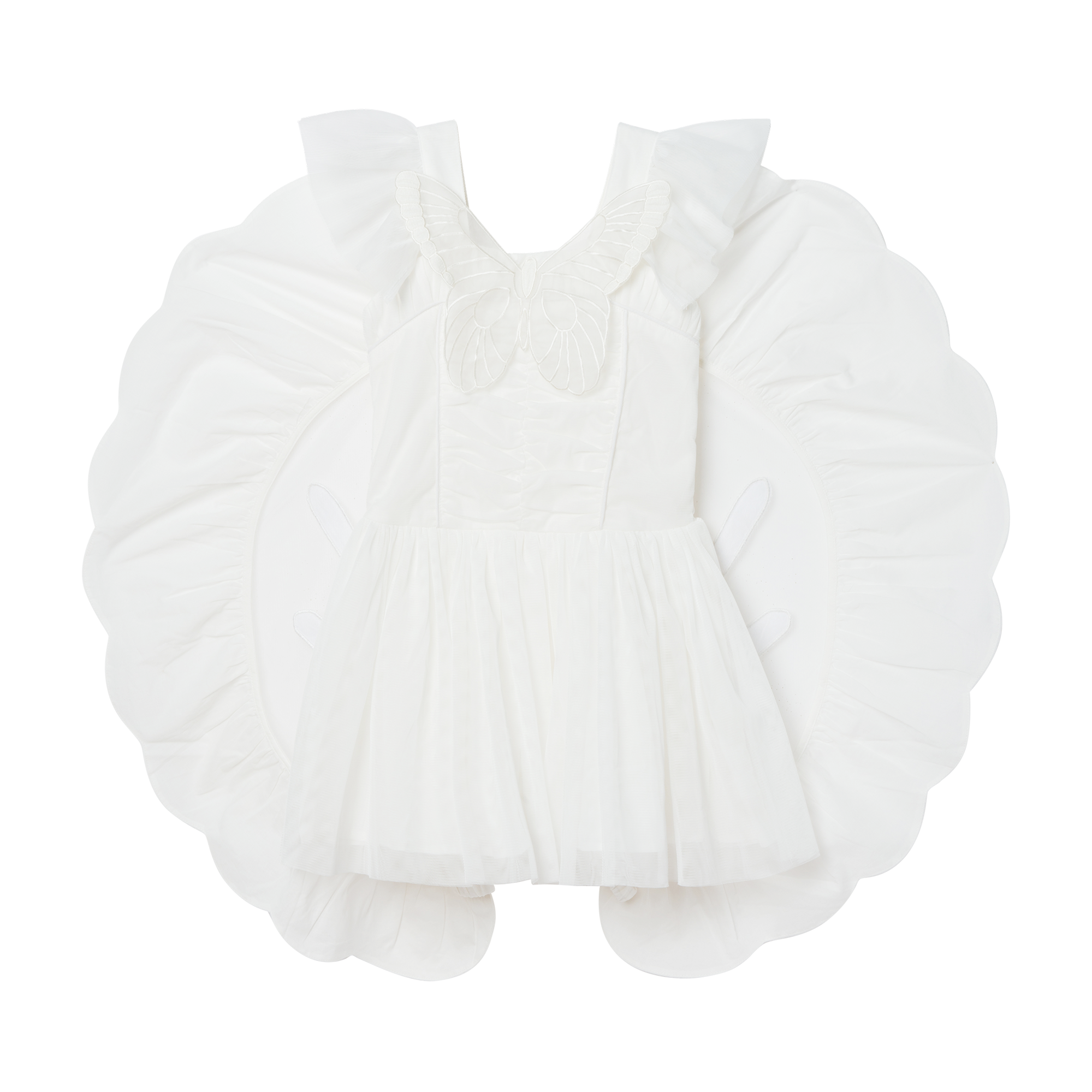 KID GIRL TULLE DRESS WITH BUTTERFLY PATCH,WHITE - Cémarose Canada