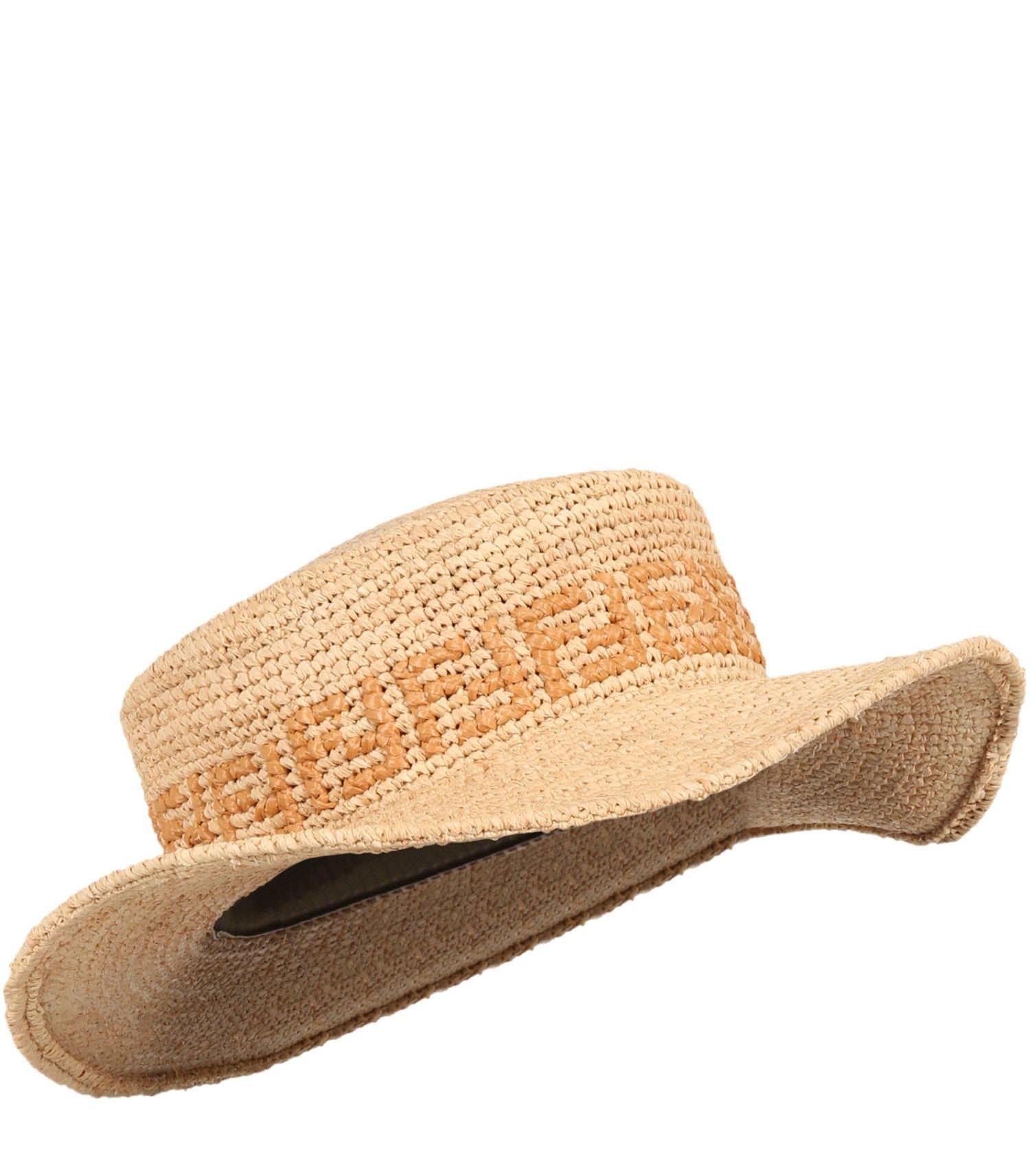 Straw Hat With FF,Beige - Cémarose Canada