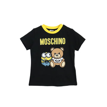 SS TEE WITH LRG MINION TOY BEAR GRAPHIC, BLACK