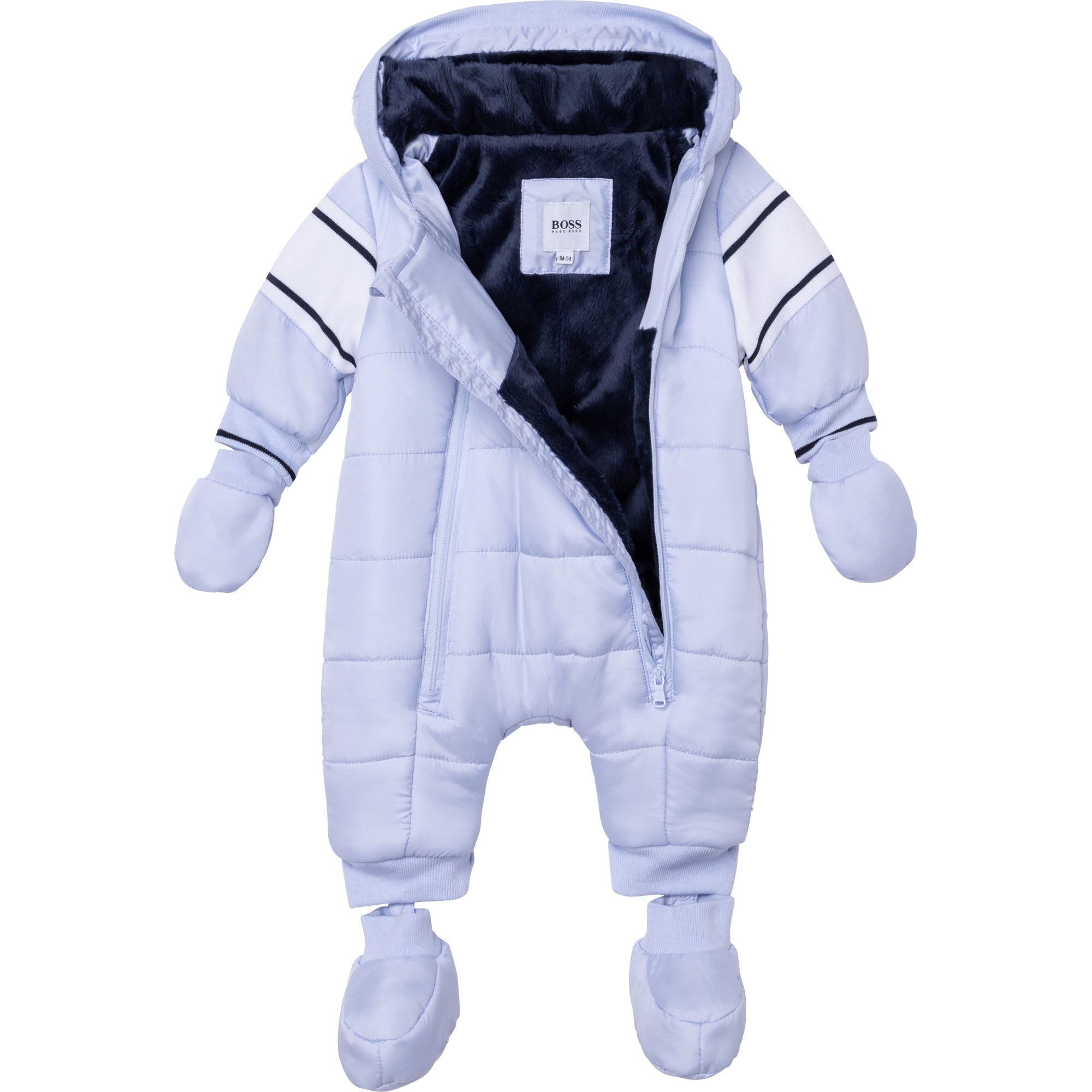 BABY BOYS SNOWSUIT WITH LOGO DETAILS, PALE BLUE