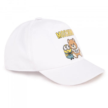 BASEBALL HAT WITH TXT LOGO AND MINION BEAR GRAPHIC, OPT WHITE