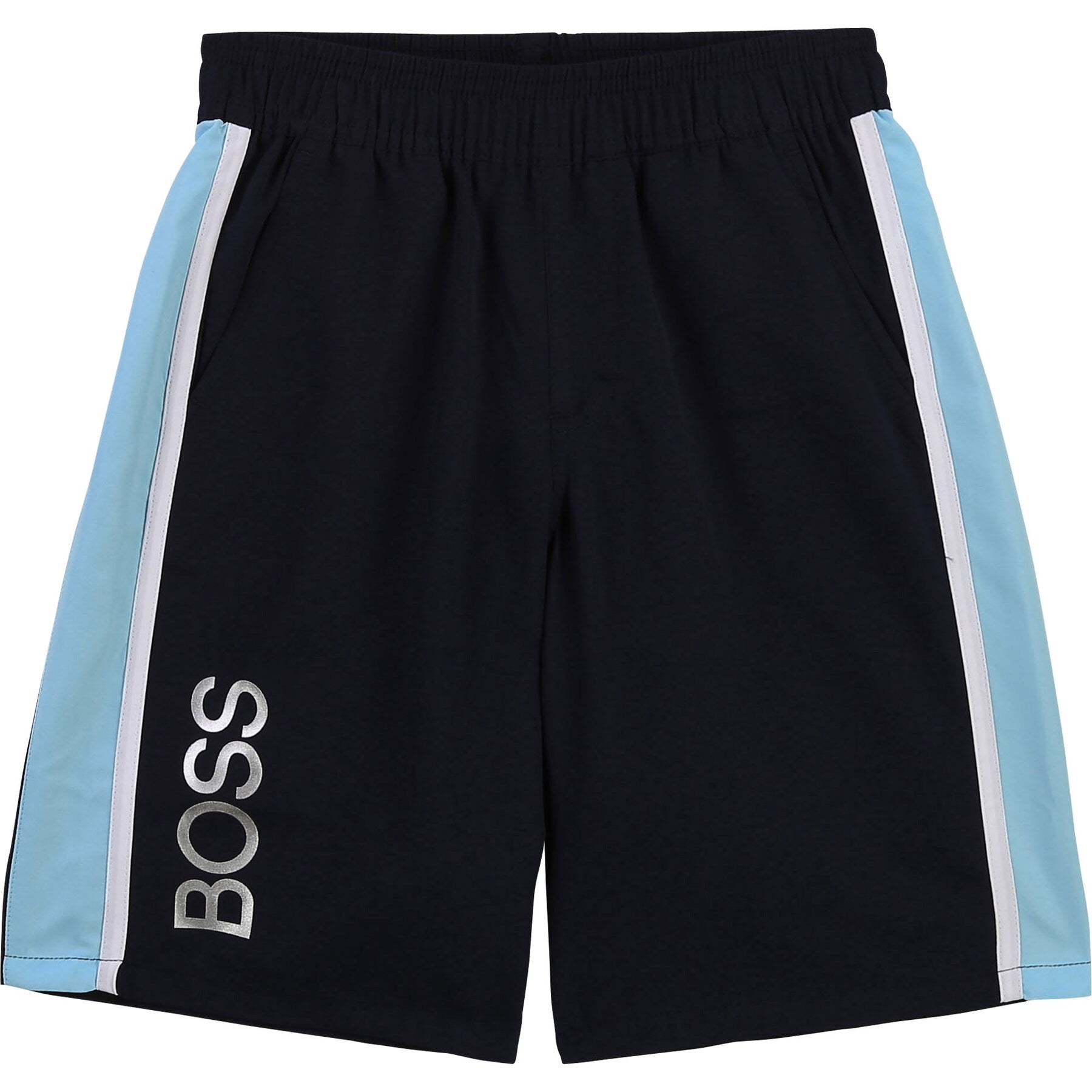 BERMUDA, LT BLUE STRIPES, SILVER LOGO,NAVY - Cémarose Canada