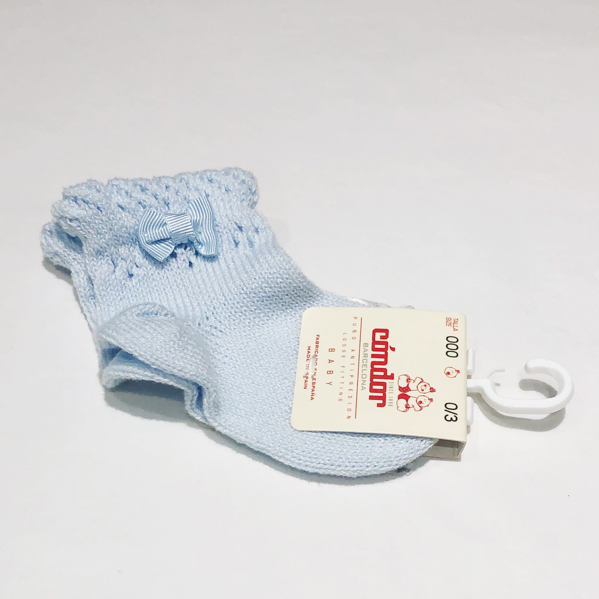 PERLE OPENWORK ANKLE SOCKS WITH BOW(Blue),2.543/4.410