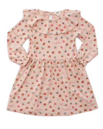 Ruffle Collar Dress, blush/house
