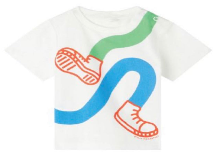 BABY BOY SS TEE WITH DANCING LEGS PRITN - WHITE