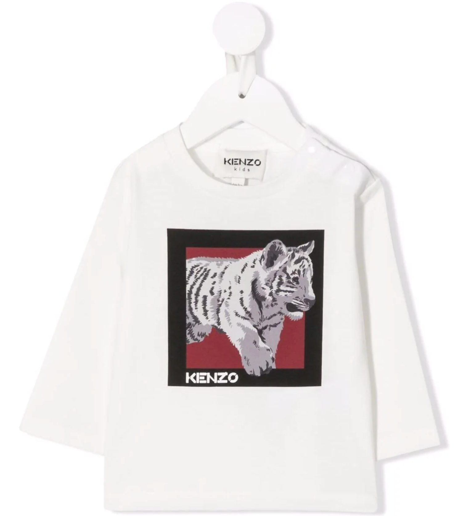 BABY TIGER PRINT LONG SLEEVE T-SHIRT, OFF WHITE