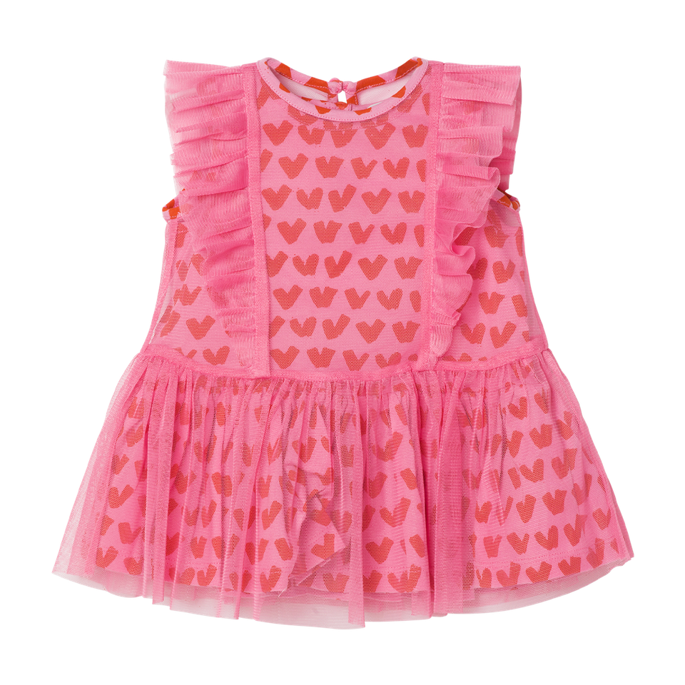 BABY GIRL HEARTS TULLE DRESS,PINK - Cémarose Canada