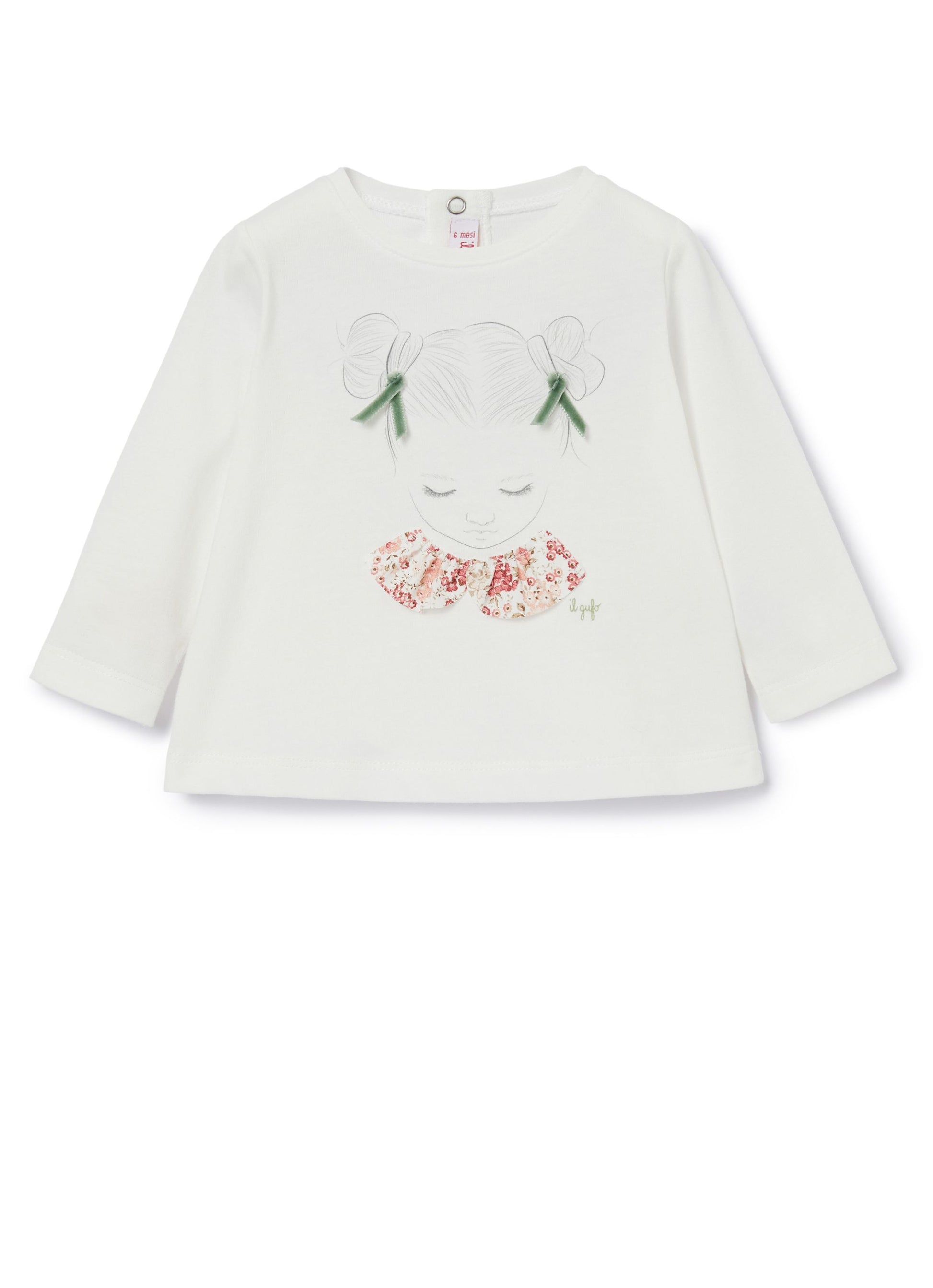 BABY GIRL LS TEE WITH GIRL GRAPHIC,WHITE PINK - Cémarose Canada