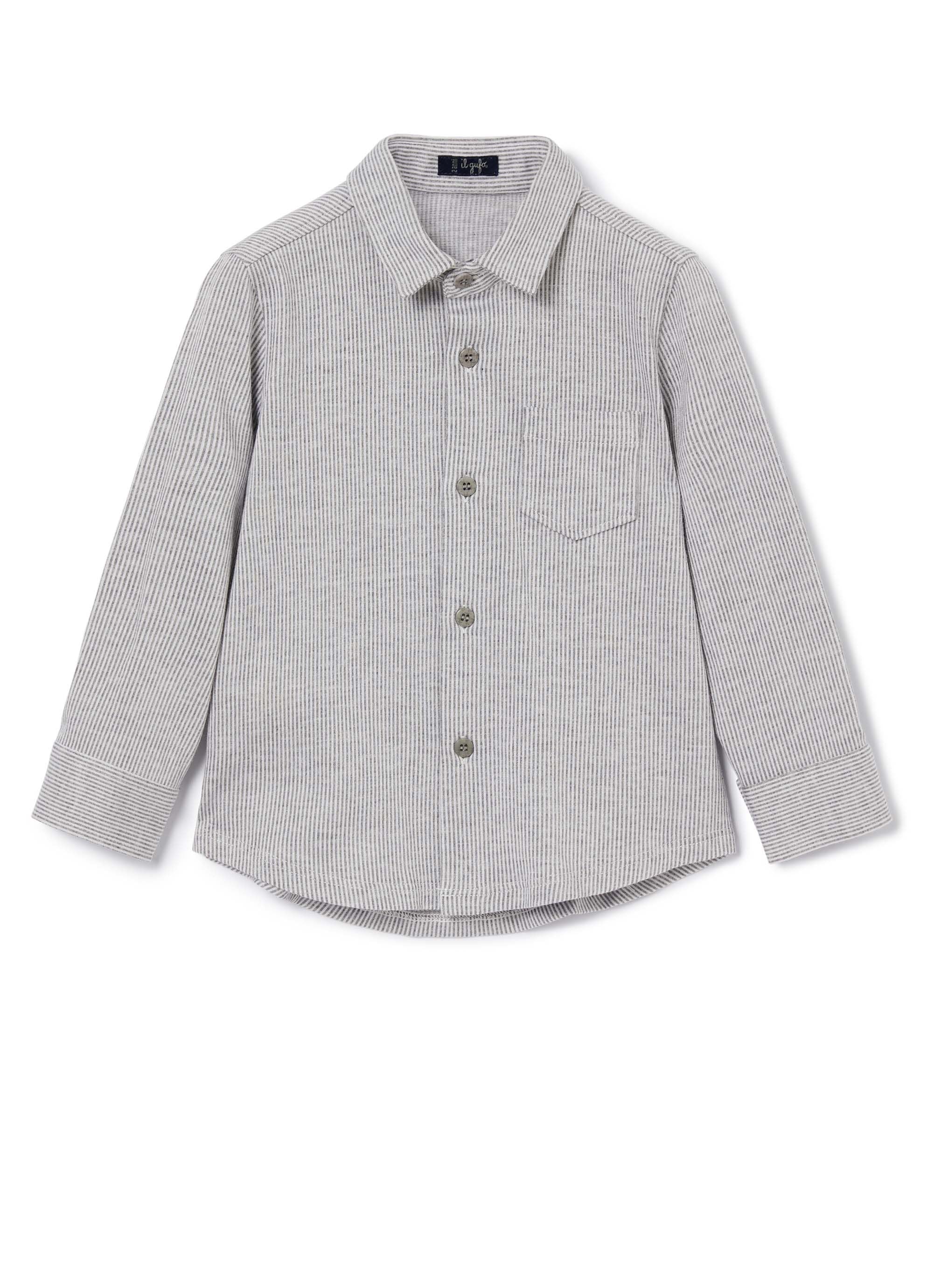 KID BOY STRIPED BUTTON DOWN,GREY - Cémarose Canada