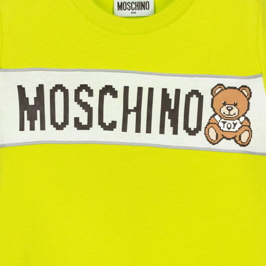 BOY'S PIXEL TEXT AND BEAR LOGO SS TEE, LIME