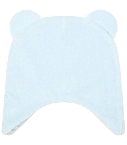 BABY  HAT WITH BEAR PATCH IN A GIFT BOX - BABY BLUE