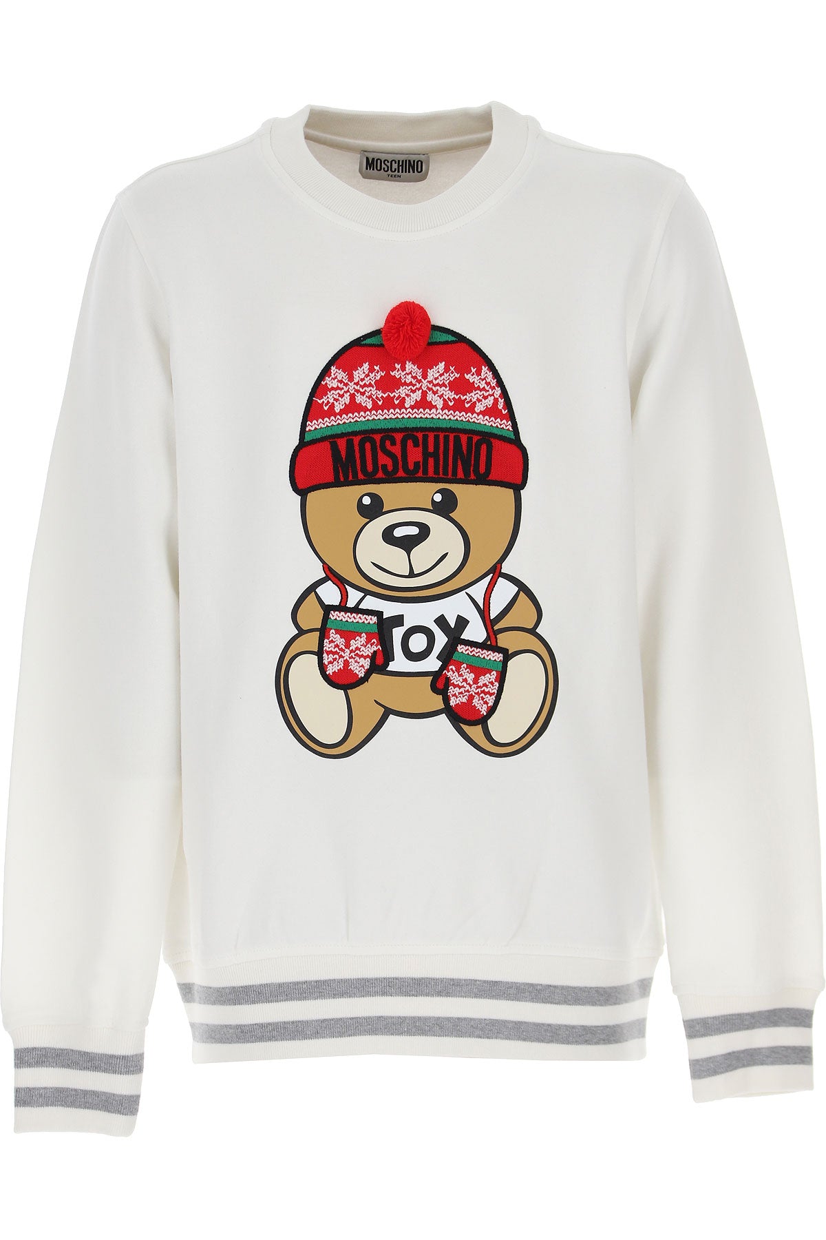 SWEATSHIRT W POMPOM WINTER BEAR, CLOUD