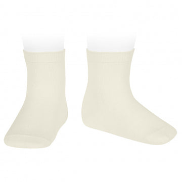 Plain stitch short socks - Beige