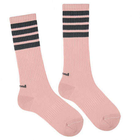 Sport socks with 4 horizontal stripes - Pale pink