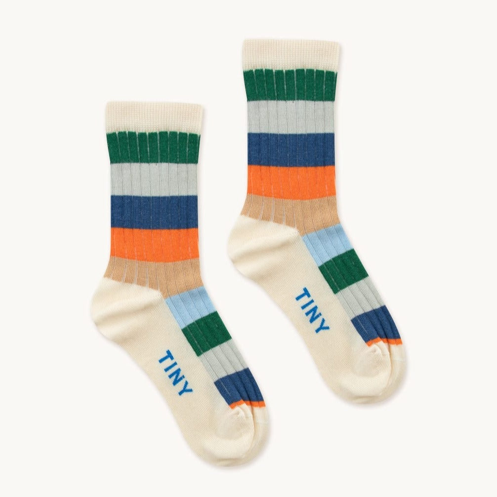 MULTICOLOR STRIPES MEDIUM SOCKS *tangerine/almon