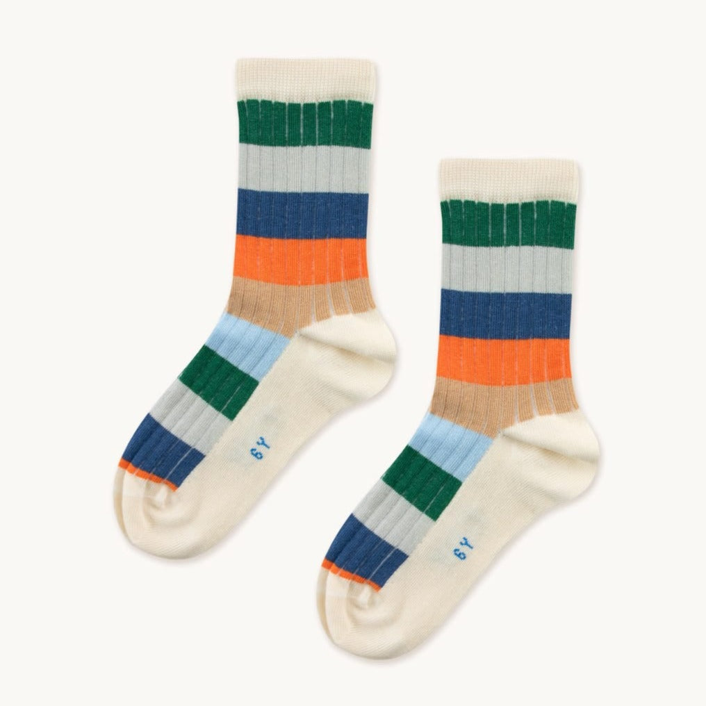 MULTICOLOR STRIPES MEDIUM SOCKS *tangerine/almon