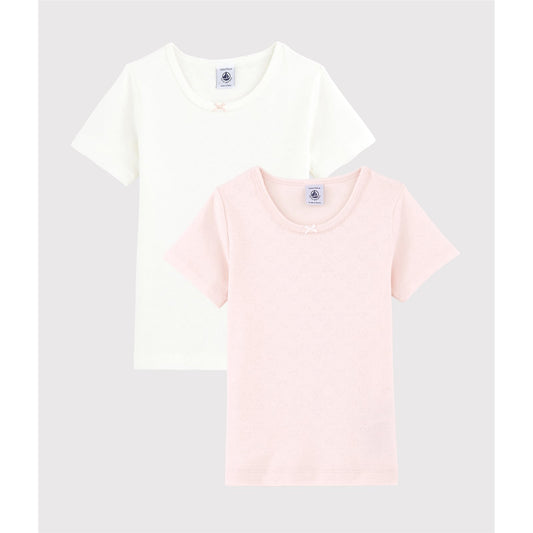 2 PCS GIRL TEE WITH HEART,WHITE/PINK - Cémarose Canada